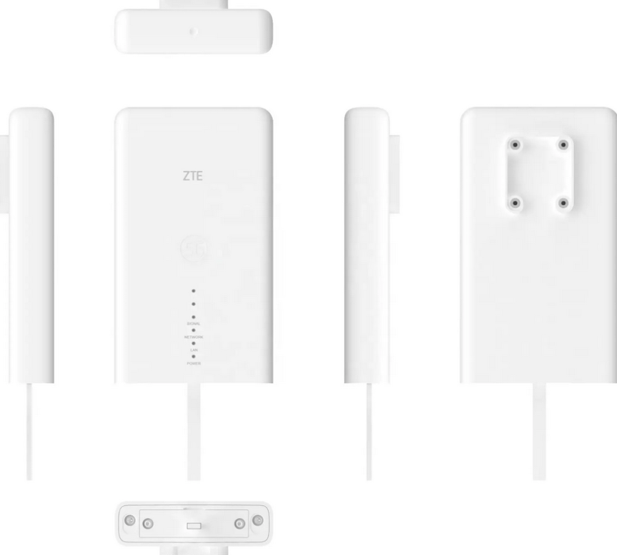 ZTE MC889A modemo apačia su NanoSIM kortelės lizdu ir LAN jungtimi