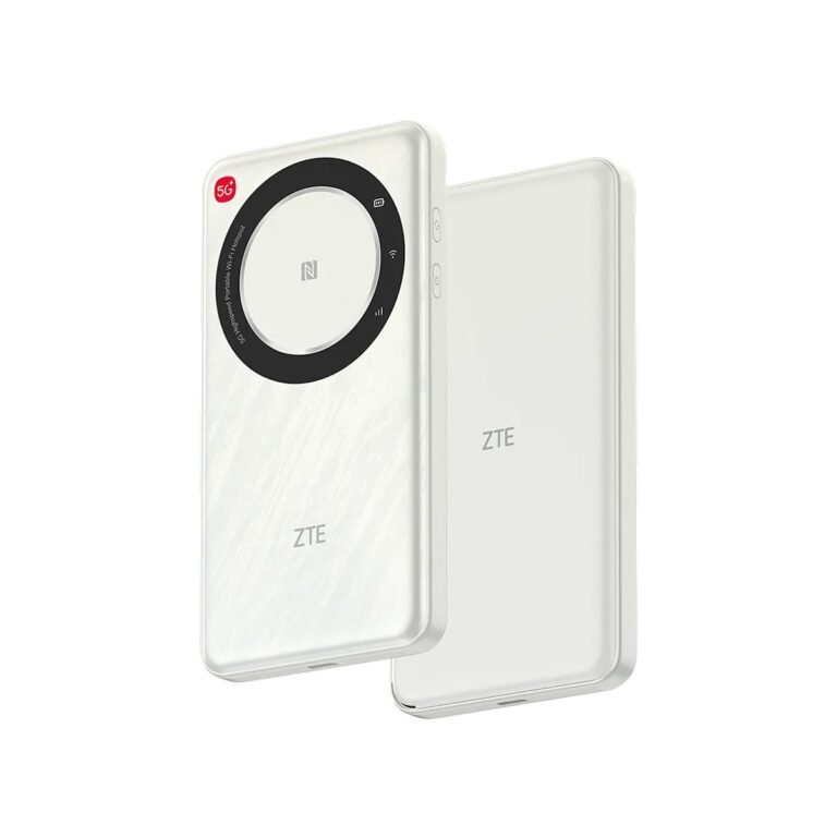 Baltas ZTE U30 Air 5G mobilus maršrutizatorius – priekinis ir galinis vaizdas