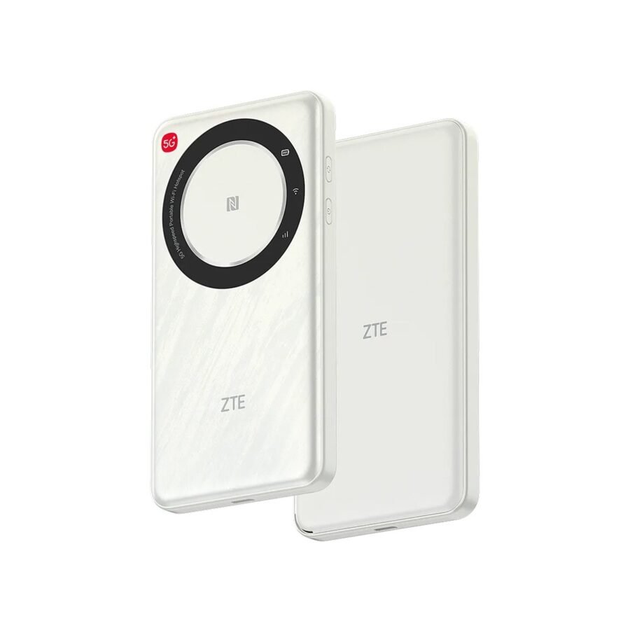 Baltas ZTE U30 Air 5G mobilus maršrutizatorius – priekinis ir galinis vaizdas